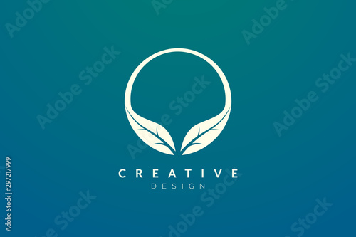 Leaf and circle combination logo design for spa, hotel, beauty, health, fashion, cosmetic, boutique, salon, yoga, therapy. Simple and modern vector design for your business brand or product. photo