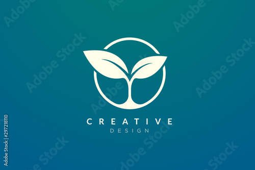 Leaf and circle combination logo design for spa, hotel, beauty, health, fashion, cosmetic, boutique, salon, yoga, therapy. Simple and modern vector design for your business brand or product.