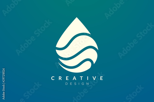 Minimalist abstract shaped water drop logo design. Simple and modern vector design for business brand and product.