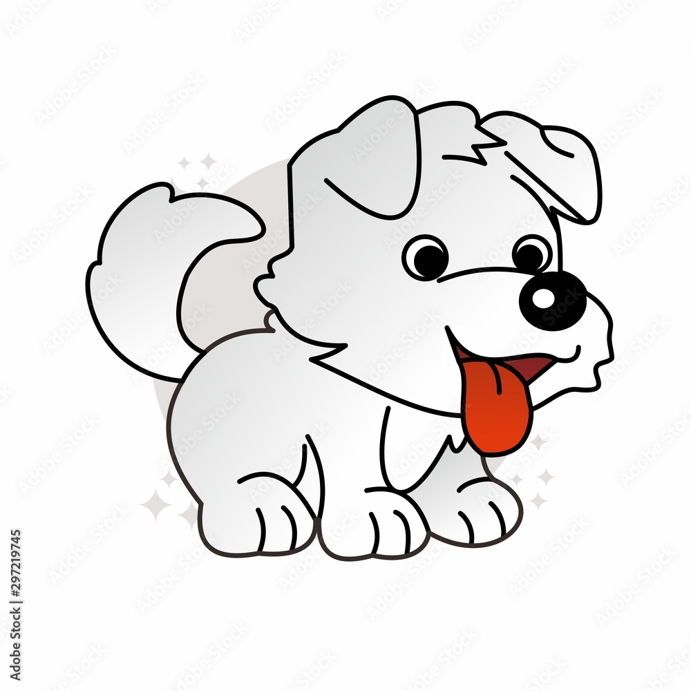 Puppy Icon, Cute Cartoon Funny Character, Flat Design 