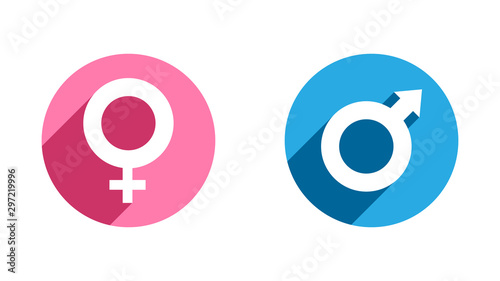 Female and male gender symbols. Female and male signs. Vector illustration.