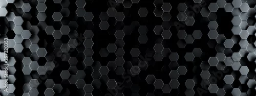 Obraz  z motywem Dark hexagon wallpaper or background - 3d render