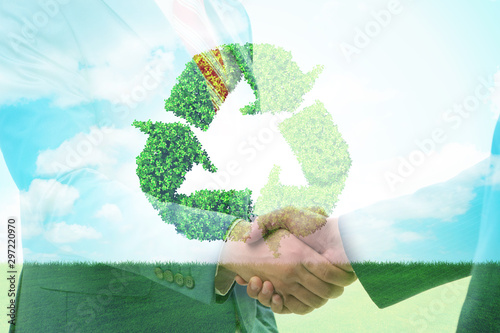 Green energy anc ecology concept with businessman