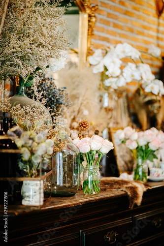 Grass flowers in European style with a beautiful photo corner arrangement.