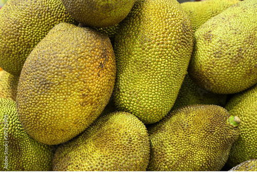 Fototapeta Naklejka Na Ścianę i Meble -  close up on tropical fruits jackfruits in pile