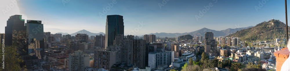 Panorama of Downtown Santiago Chile from Santa Lucia Hill