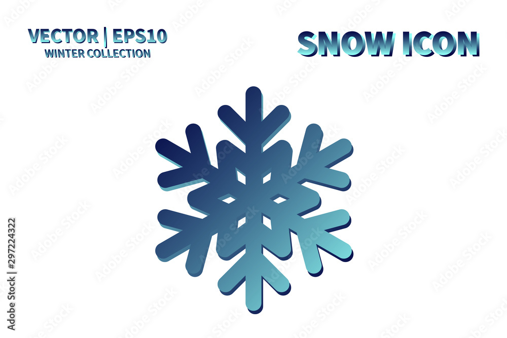 Snowflake vector icon. Christmas and winter snow flake element. Isolated flat new year holiday decoration illustration. Cold weather object design 