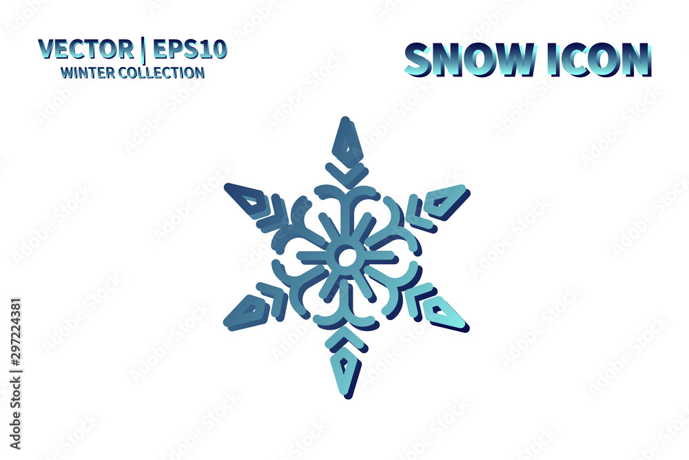 Obraz premium Snowflake vector icon. Christmas and winter snow flake element. Isolated flat new year holiday decoration illustration. Cold weather object design 