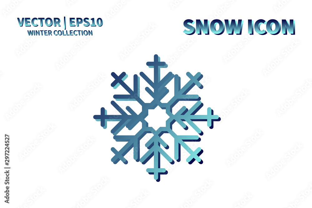 Snowflake vector icon. Christmas and winter snow flake element. Isolated flat new year holiday decoration illustration. Cold weather object design 