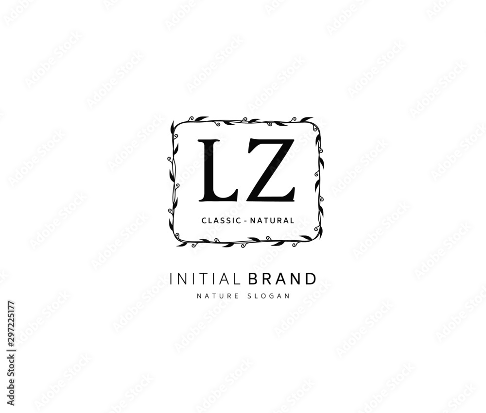 L Z LZ Beauty vector initial logo, handwriting logo of initial signature, wedding, fashion, jewerly, boutique, floral and botanical with creative template for any company or business.
