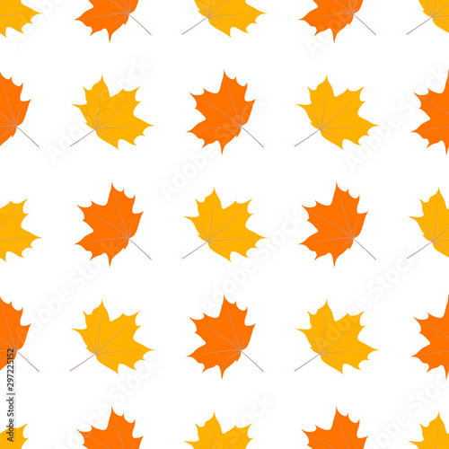 Seamless vector pattern with autumn leaves on a white background