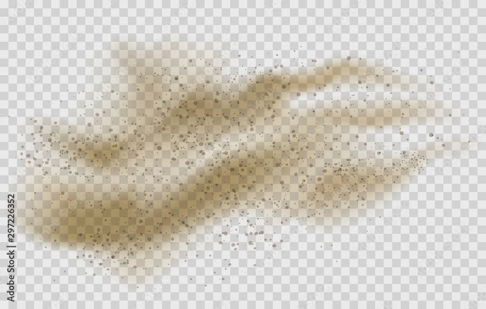 Flying sand on transparent background
