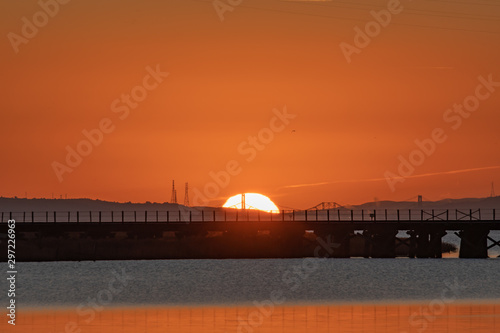 Sunrise over the Napa river along the railroad bridge © Larry D Crain