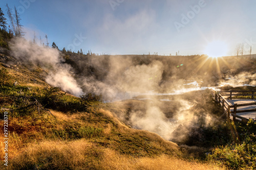 Sunset Over Artists Paintpot Trail at Yellowstone National Park