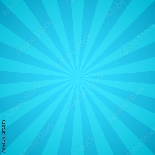 Retro blue rays of light. Colorful sunburst and sunshine ray, abstract sunbeam vintage texture vector background