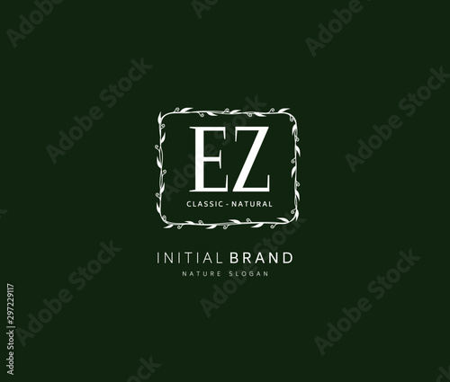 E Z EZ Beauty vector initial logo, handwriting logo of initial signature, wedding, fashion, jewerly, boutique, floral and botanical with creative template for any company or business.