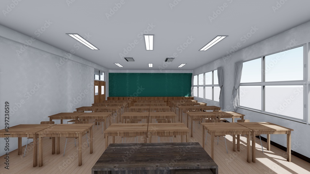 小学校 教室 授業参観 人なし イラスト3 Stock Illustration Adobe Stock