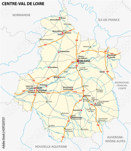 road map of the region Centre Val de Loire