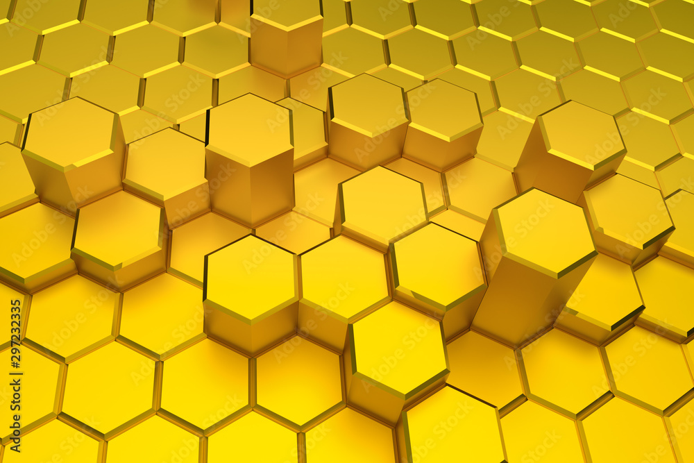 Golden hexagon pattern - honeycomb concept Golden hexagon pattern - honeycomb concept