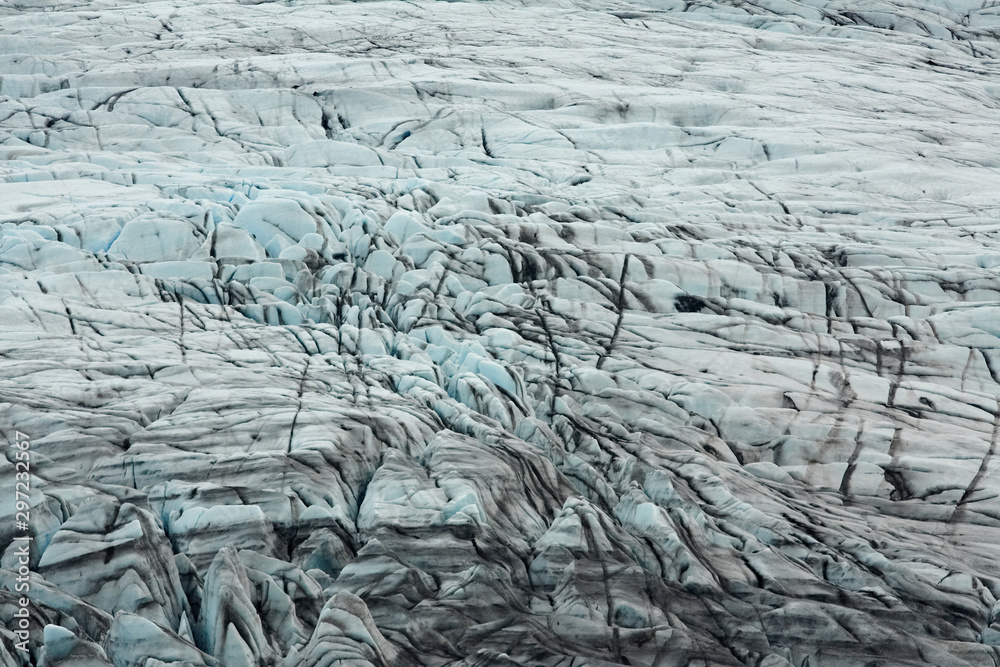 Fototapeta premium Ice formations and crevasses of Skaftafellsjökull glacier (part of Vatnajökull National Park in Iceland) ice sheet
