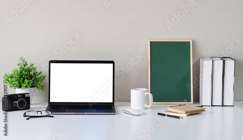 Mock up Copy Space Blank Screen Concept Business Working on Laptop. 