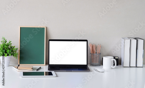 Mock up Copy Space Blank Screen Concept Business Working on Laptop.  © wattana
