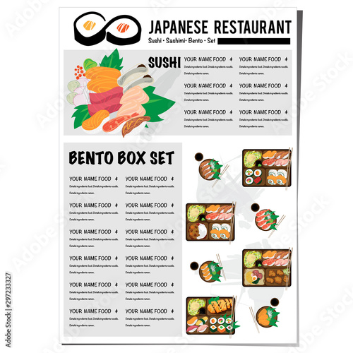 sushi japanese restaurant menu template design graphic