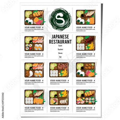 sushi japanese restaurant menu template design graphic