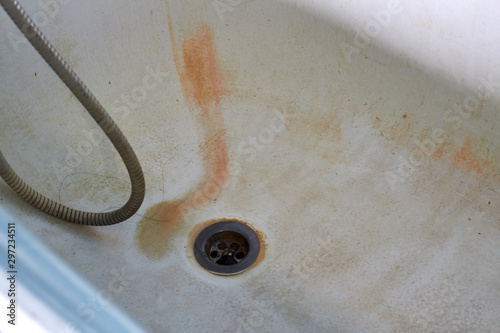 Bathroom, dirty shower, germs, bacteria, hygiene, cleaning, old plumbing, clog.
