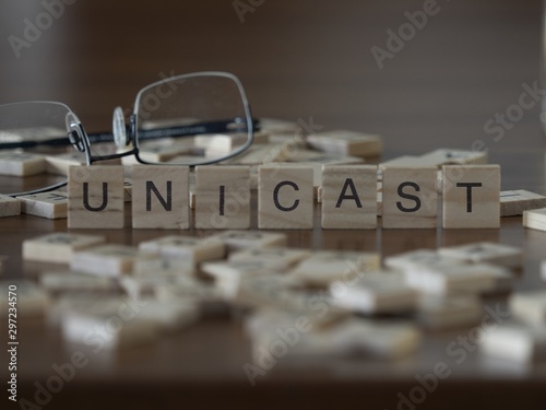 The concept of Unicast represented by wooden letter tiles photo