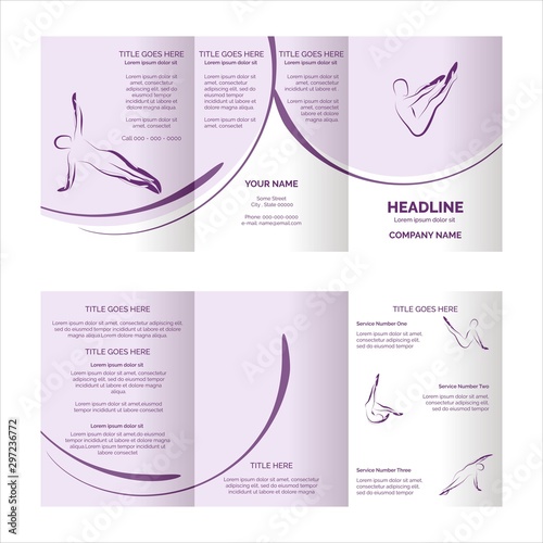 Pilates trifold brochure vector template
