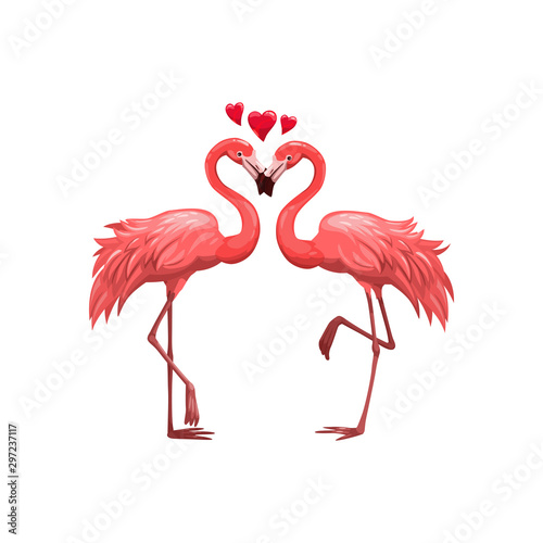 Pink flamingos vector birds in love © Vector Tradition