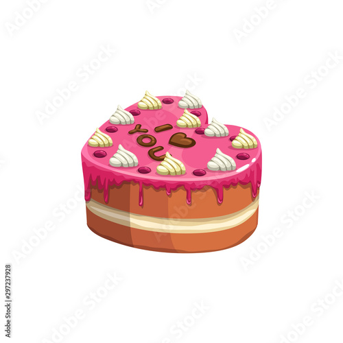 Cake of heart shape, romantic dessert