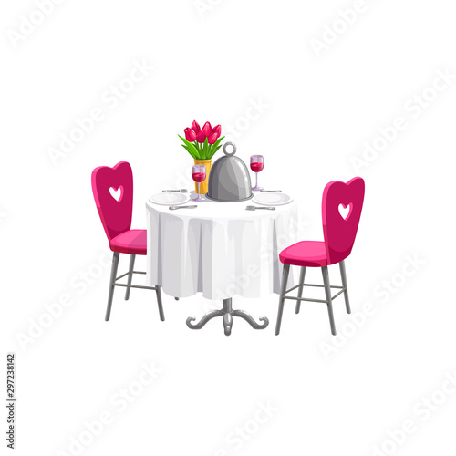 Valentines day dinner, table and chairs