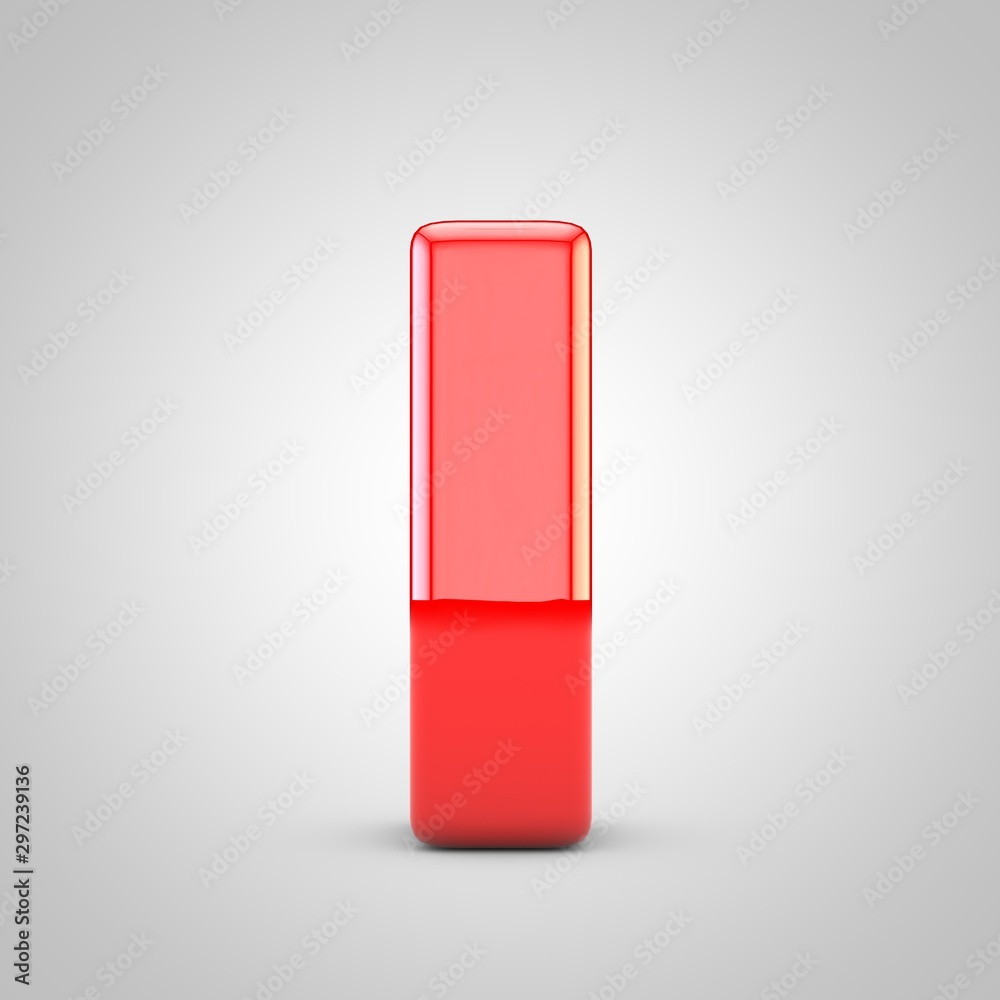 3D Red Letter L lowercase Isolated White Background