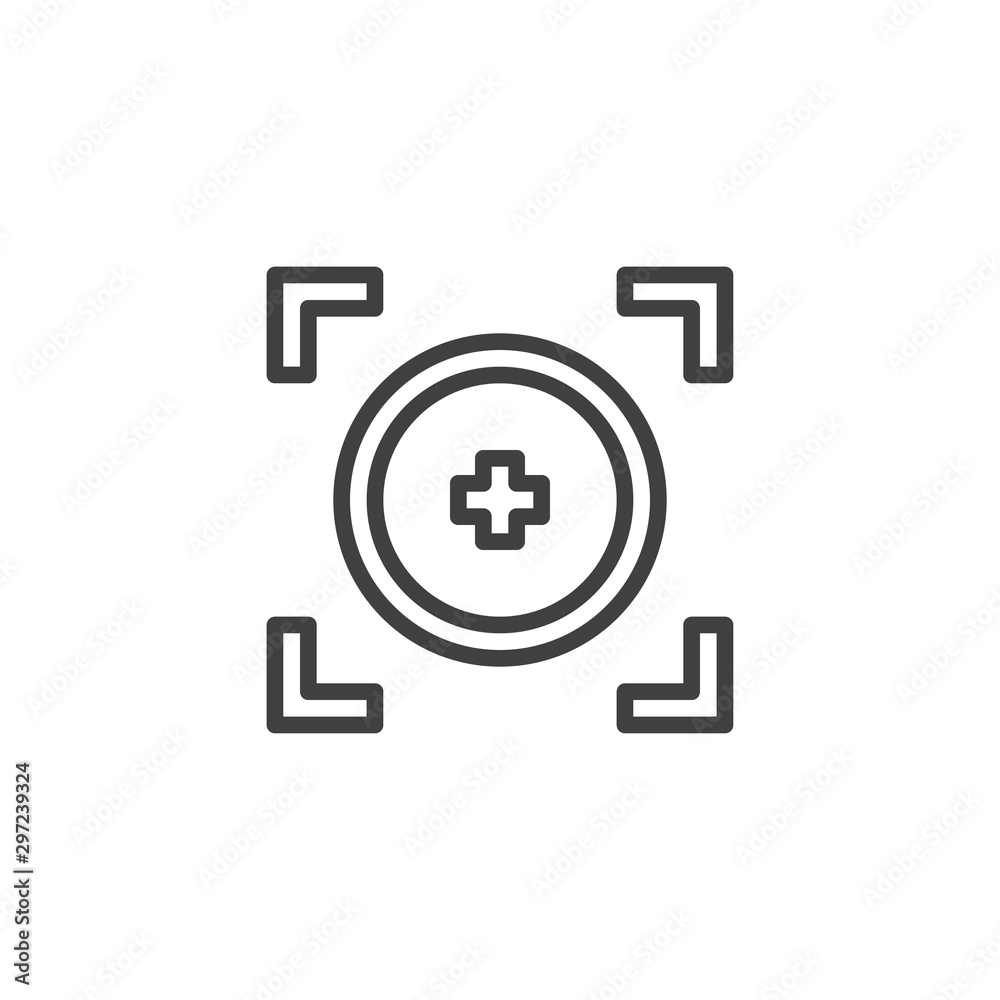 Target focus line icon. linear style sign for mobile concept and web design. Aim target outline vector icon. Symbol, logo illustration. Vector graphics