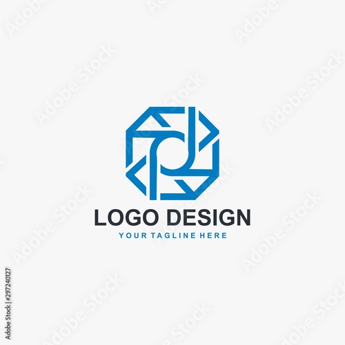 Camera lens logo design vector. Outline photography abstract sign. Focus illustration vector icon.