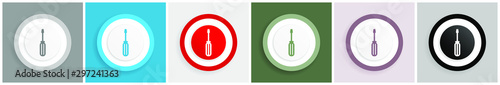 Tool icon set, colorful flat design vector illustrations in 6 options for web design and mobile applications