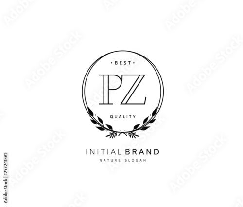 P Z PZ Beauty vector initial logo, handwriting logo of initial signature, wedding, fashion, jewerly, boutique, floral and botanical with creative template for any company or business.