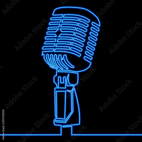 Continuous line Retro microphone logo concept