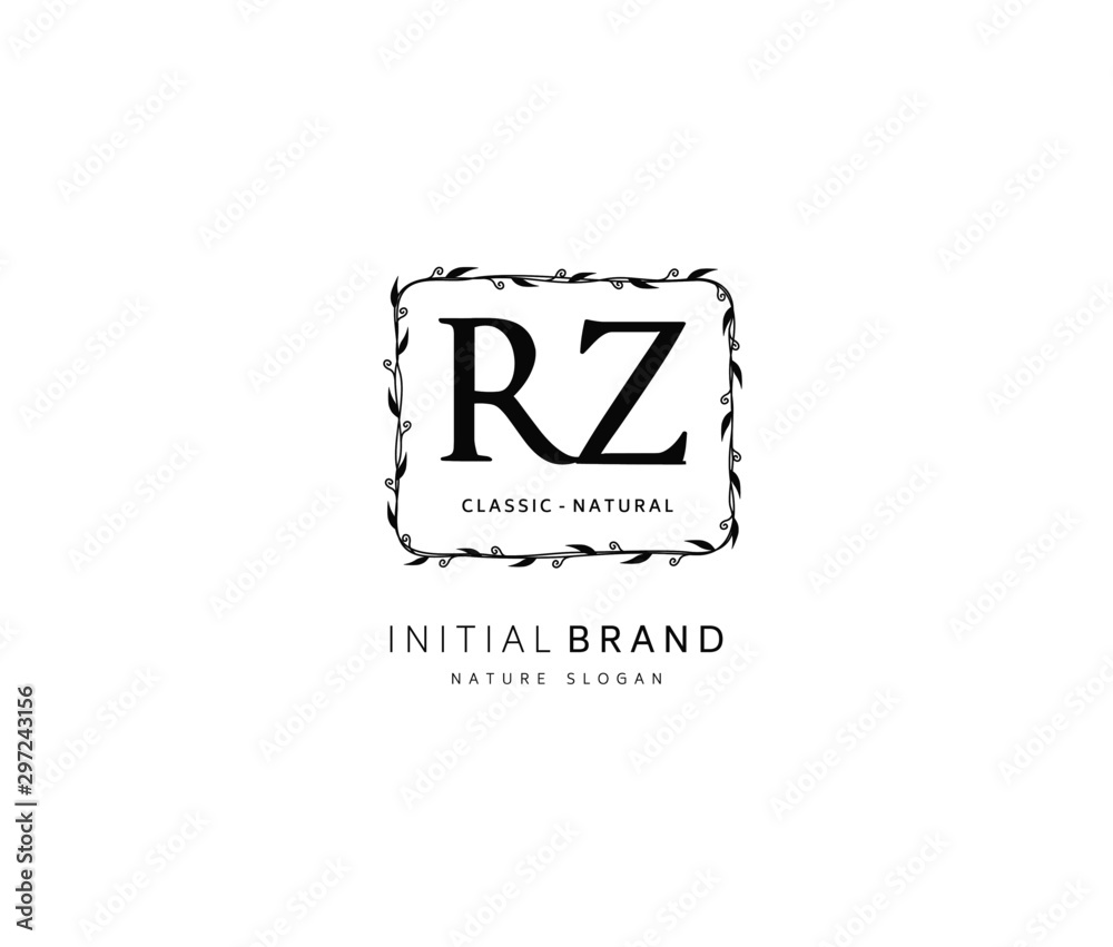 R Z RZ Beauty vector initial logo, handwriting logo of initial signature, wedding, fashion, jewerly, boutique, floral and botanical with creative template for any company or business.