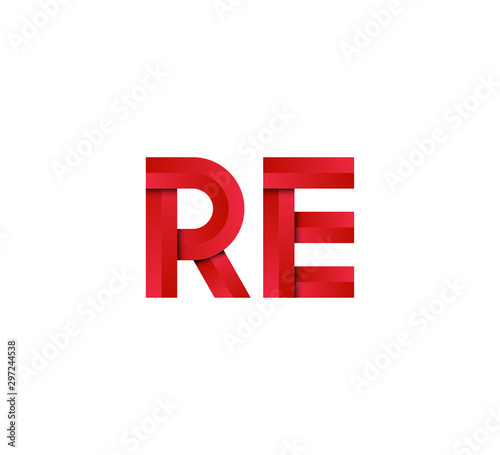 Initial two letter red 3D logo vector RE