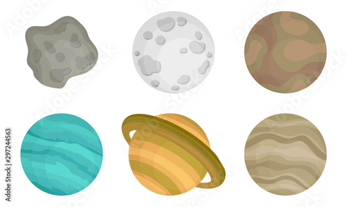 Planets of Solar System Vector Illustrated Set.