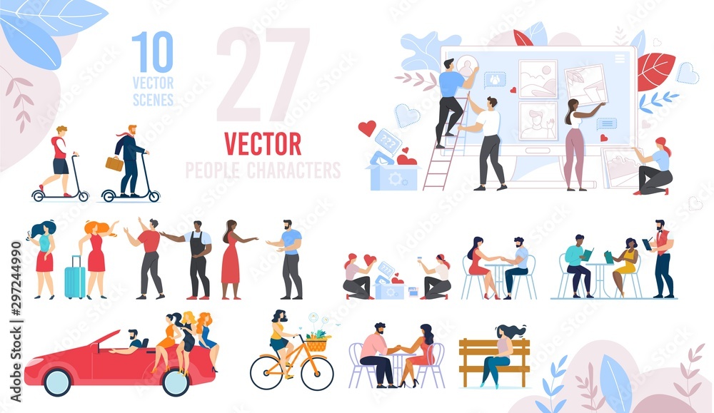 Resting, Walking, Dating, Working People Flat Set Resting, Walking, Dating, Working People Flat Set