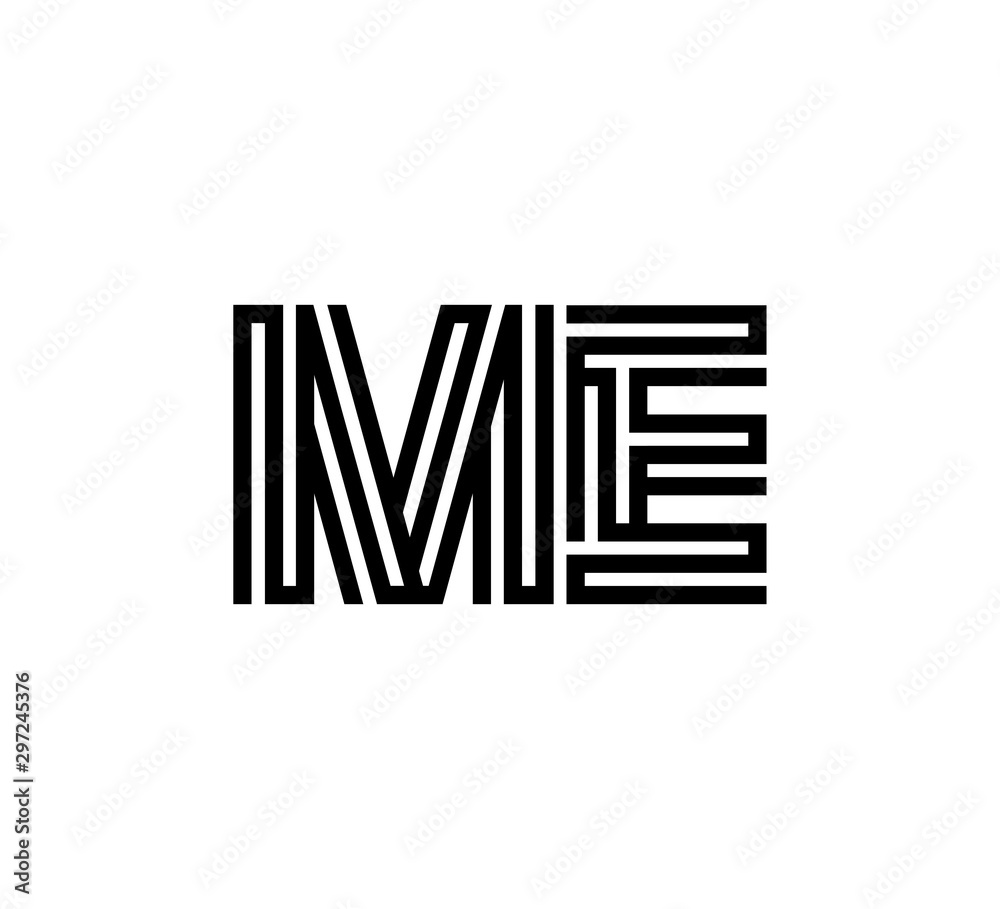 Initial two letter black line shape logo vector ME Initial two letter black line shape logo vector ME