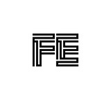 Initial two letter black line shape logo vector FE