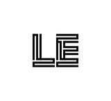 Initial two letter black line shape logo vector LE