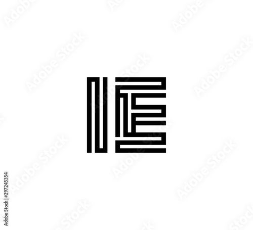 Initial two letter black line shape logo vector IE