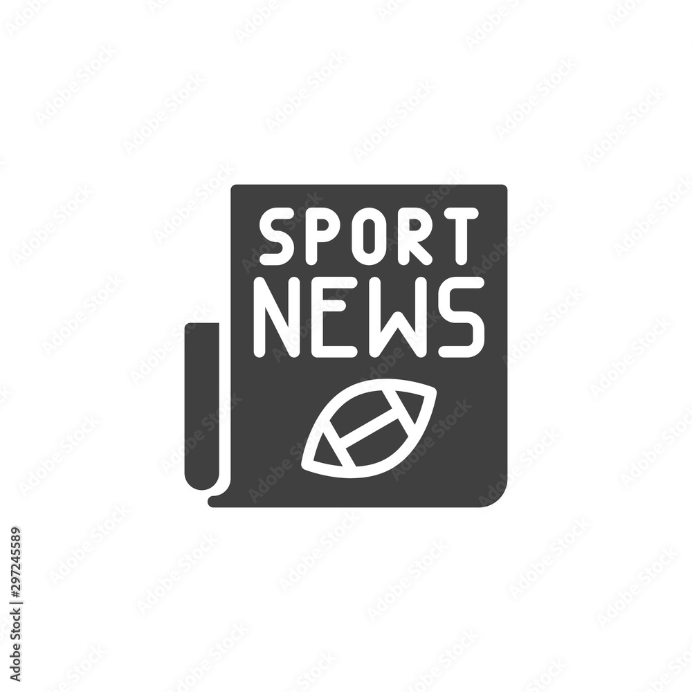 Rugby sport newspaper vector icon. filled flat sign for mobile concept and web design. American football news publication glyph icon. Symbol, logo illustration. Vector graphics