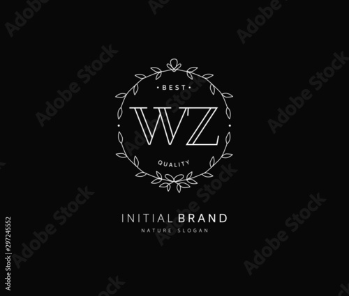 W Z WZ Beauty vector initial logo, handwriting logo of initial signature, wedding, fashion, jewerly, boutique, floral and botanical with creative template for any company or business.